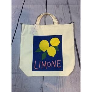 NWT Stone & Stitch Canvas Limone Tote Bag Zip Top